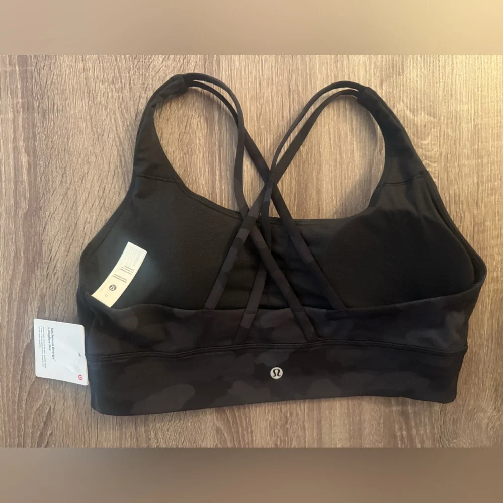 Lululemon Black Camouflage Energy Longline Sports Bra. Size 12. - Picture 13 of 15